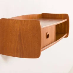 Miroir scandinave en teck du milieu du siècle avec console, années 1960