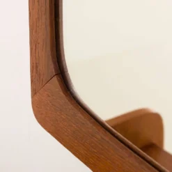 Miroir scandinave en teck du milieu du siècle avec console, années 1960