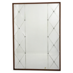 Miroir scandinave en teck et en métal, Suède, 1960, 118x83cm