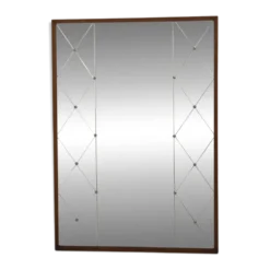 Miroir scandinave en teck et en métal, Suède, 1960, 118x83cm