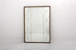 Miroir scandinave en teck et en métal, Suède, 1960, 118x83cm