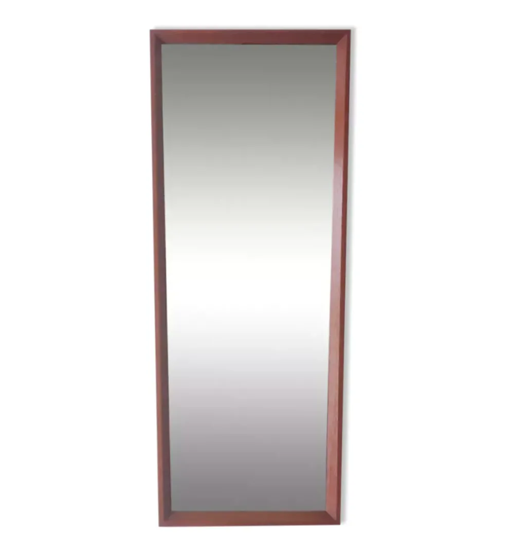 Miroir scandinave en teck , forme trapézoïdale