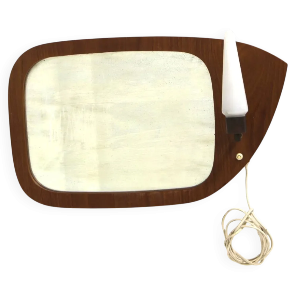Miroir scandinave en teck, 38x62cm, Suède, 1950