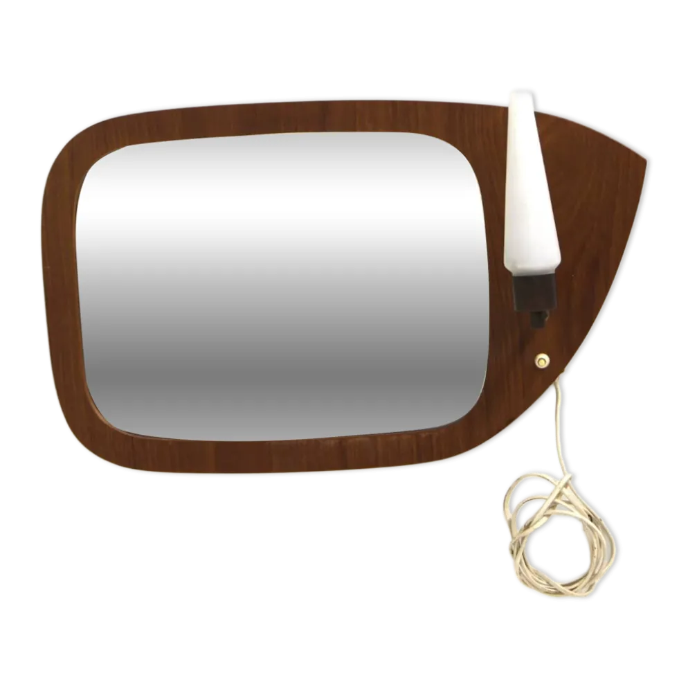 Miroir scandinave en teck, 38x62cm, Suède, 1950