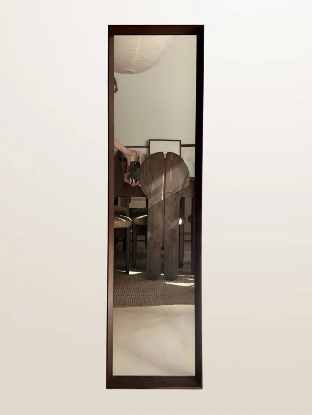 Miroir scandinave en teck — 123 x 32 cm