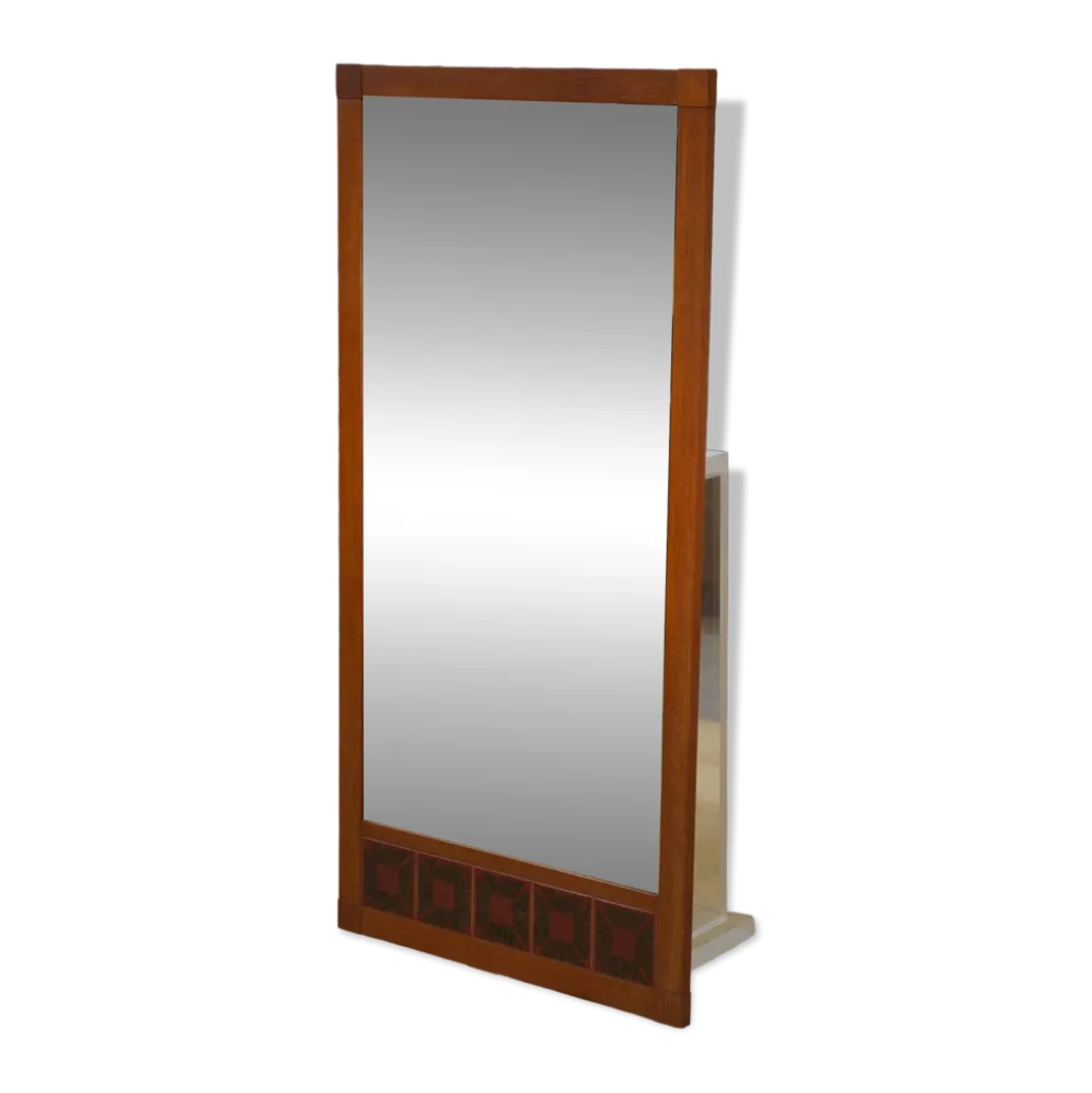 Miroir scandinave teck et céramique 1960’s