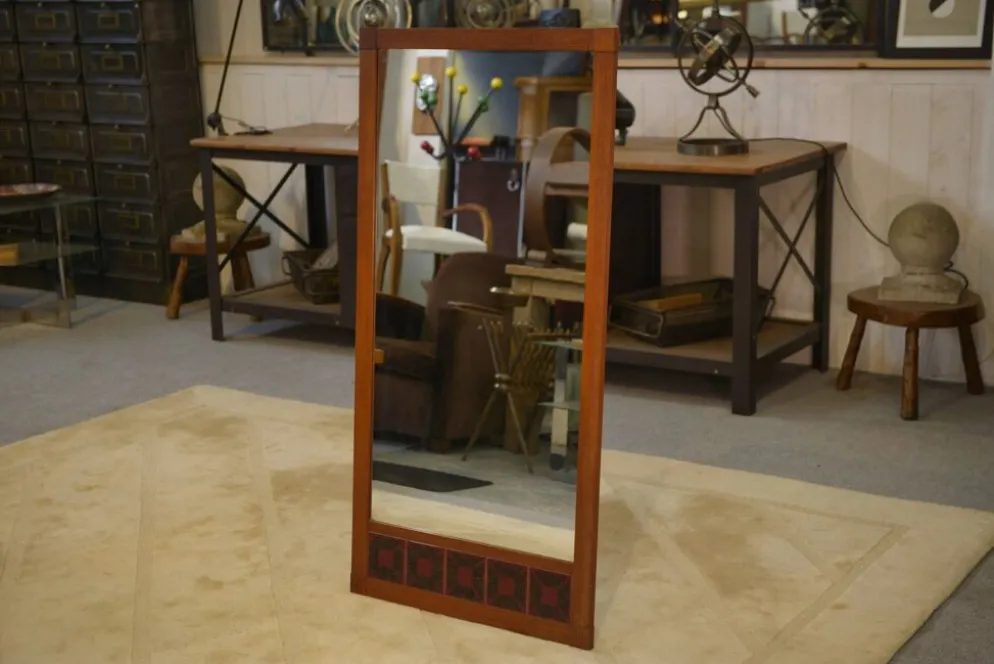 Miroir scandinave teck et céramique 1960’s