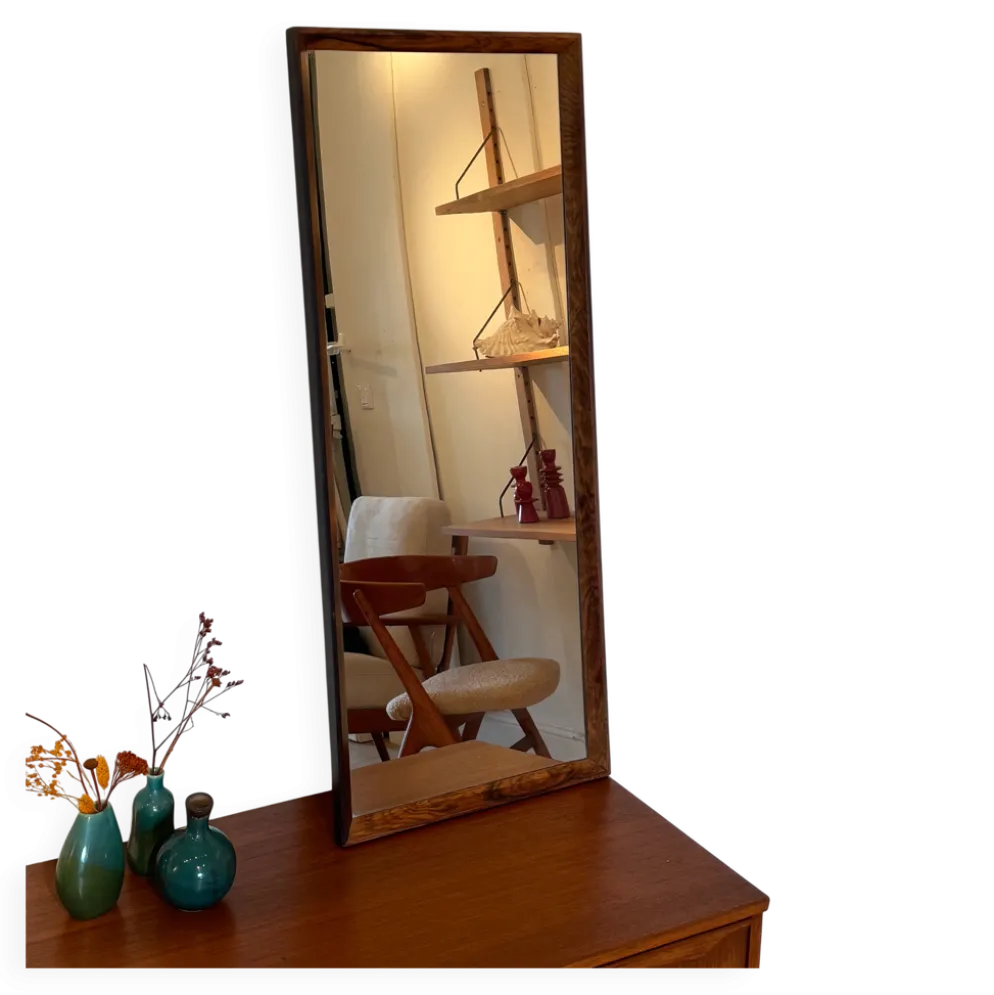 Miroir scandinave vintage en palissandre "Siv"