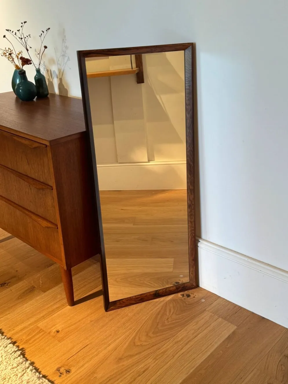 Miroir scandinave vintage en palissandre "Siv"