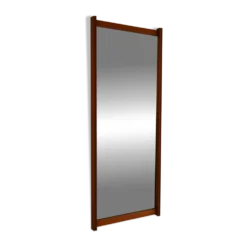 Miroir scandinave vintage en teck avec cadre rainuré