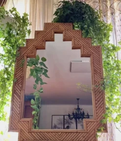 Miroir Shanghai en bambou de Vivai Del Sud, Italie, années 70