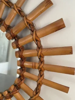Miroir soleil bambou 1950