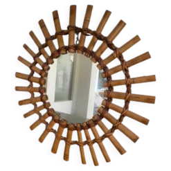 Miroir soleil bambou 1950