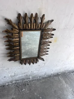 Miroir soleil brutaliste en fer forgé, années 1960