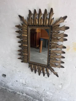 Miroir soleil brutaliste en fer forgé, années 1960