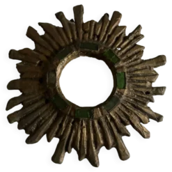 Miroir soleil de Irena Jaworska en plomb doré et verre vert 1960