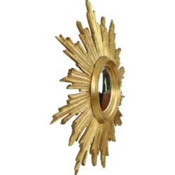 Miroir soleil Deknudt en bois doré des années 60, 69 cm
