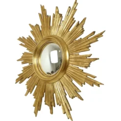Miroir soleil Deknudt en bois doré des années 60, 69 cm