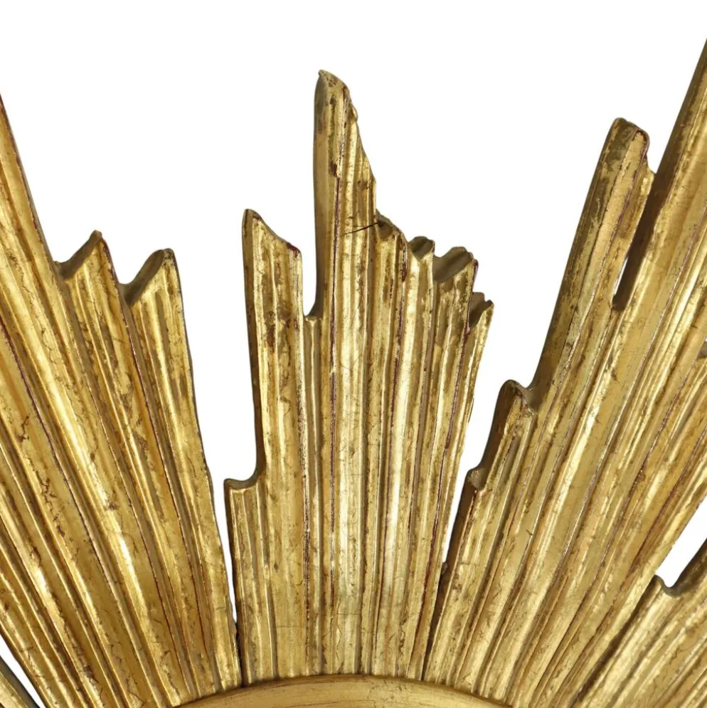 Miroir soleil Deknudt en bois doré des années 60, 69 cm