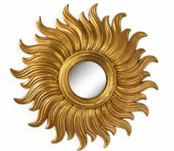 Miroir soleil en bois doré des années 90