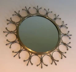 Miroir soleil en laiton et acier brossé