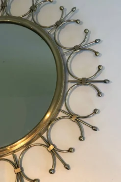Miroir soleil en laiton et acier brossé