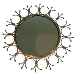 Miroir soleil en laiton et acier brossé