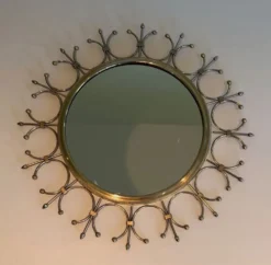 Miroir soleil en laiton et acier brossé