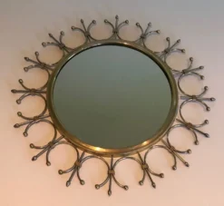 Miroir soleil en laiton et acier brossé