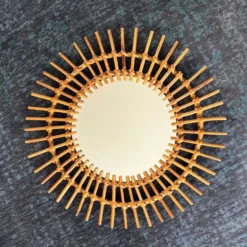 Miroir soleil en rotin