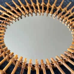 Miroir soleil en rotin