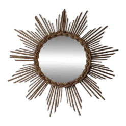 Miroir soleil en rotin