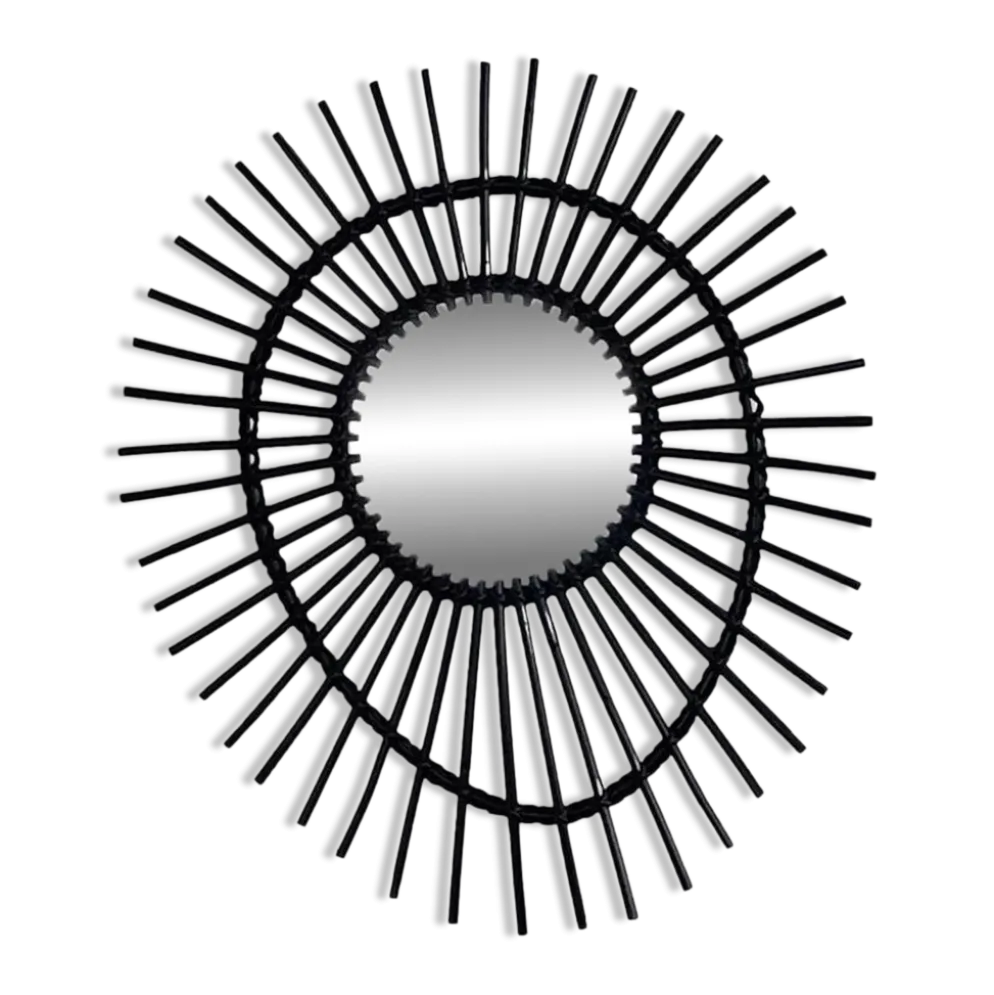 Miroir soleil en rotin