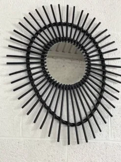 Miroir soleil en rotin