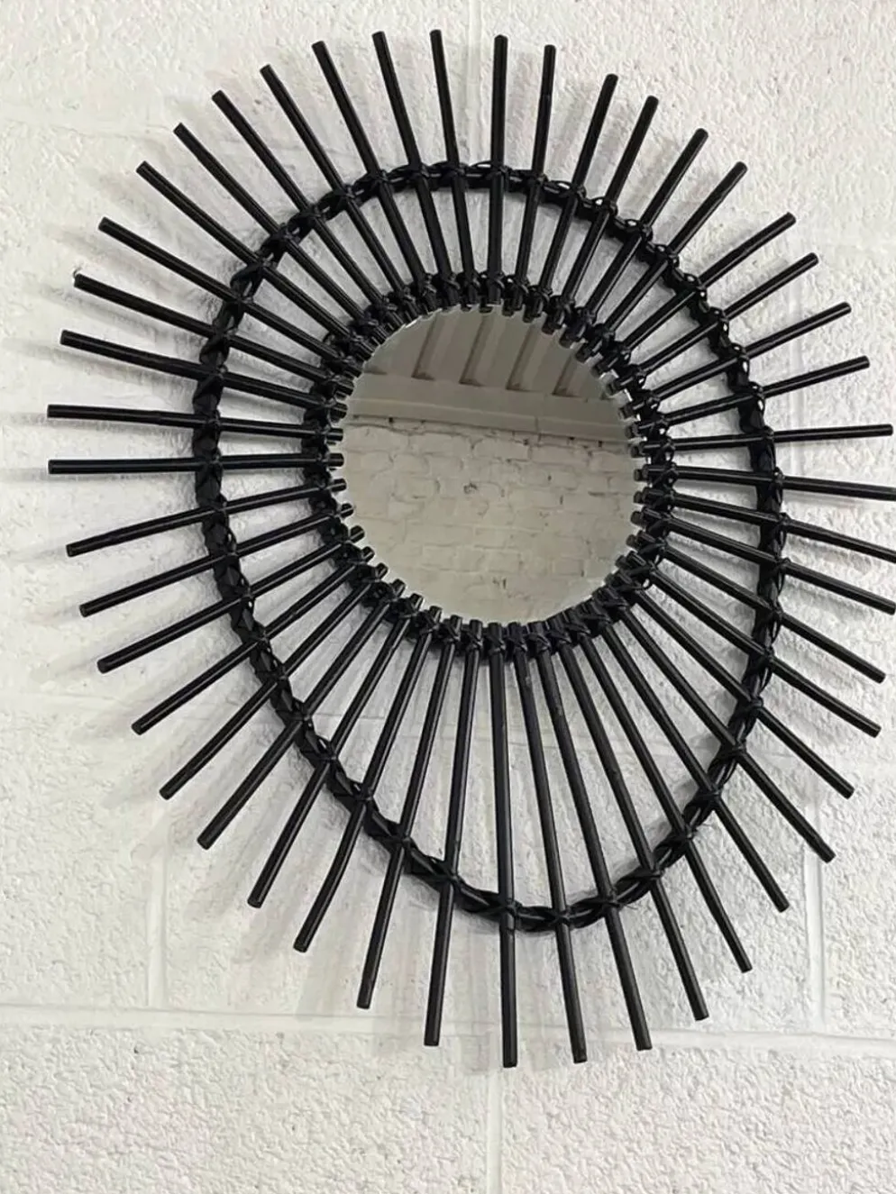Miroir soleil en rotin