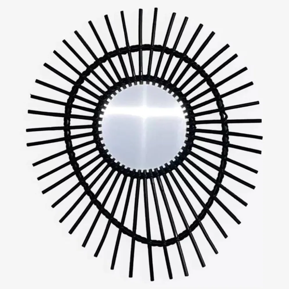 Miroir soleil en rotin