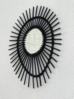 Miroir soleil en rotin