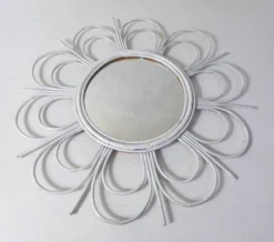 Miroir soleil en rotin vintage