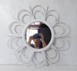 Miroir soleil en rotin vintage
