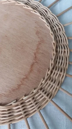Miroir soleil rond en rotin osier