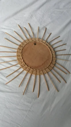 Miroir soleil rond en rotin osier