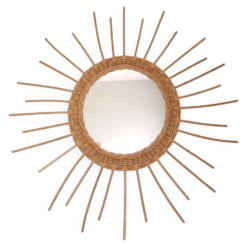 Miroir soleil rond en rotin osier