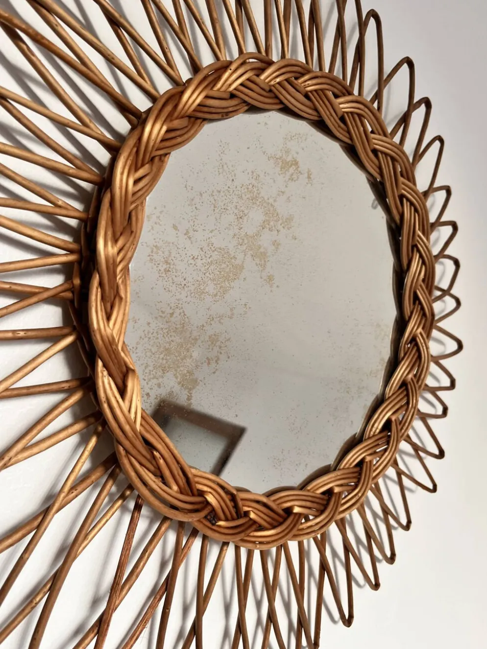 Miroir soleil rotin