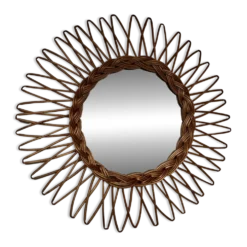 Miroir soleil rotin