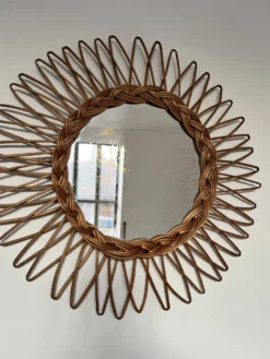 Miroir soleil rotin