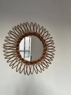 Miroir soleil rotin