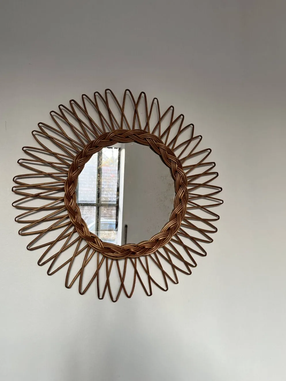 Miroir soleil rotin