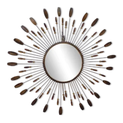 Miroir soleil style line vautrin en metal et perles plastique colorees