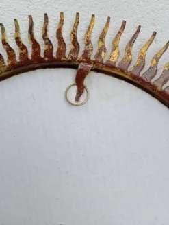 Miroir soleil vintage doré en métal – style années 60/70