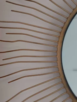 Miroir soleil vintage en métal doré – 70 cm